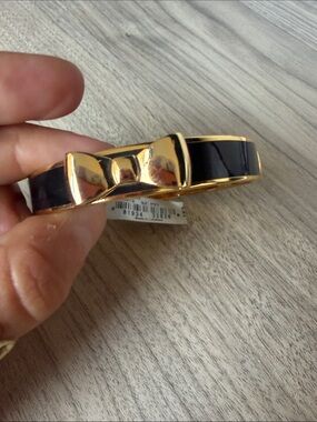 My Flat in London Gold and Black Bow Cuff Bracelet